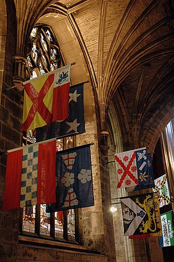 Banners of Knights of the Thistle, hanging in St Giles High Kirk