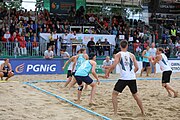 Deutsch: Beachhandball Europameisterschaften 2019 (Beach handball Euro); Tag 6: 7. Juli 2019 – Männerfinale, Dänemark-Norwegen 2:0 (25:18, 19:16) English: Beach handball Euro; Day 6: 7 July 2019 – Men's Final – Denmark-Norway 2:0 (25:18, 19:16)