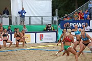 Deutsch: Beachhandball Europameisterschaften 2019 (Beach handball Euro); Tag 6: 7. Juli 2019 – Frauenfinale, Dänemark-Ungarn 2:0 (18:12, 23:22) English: Beach handball Euro; Day 6: 7 July 2019 – Women's Final – Denmark-Hungary 2:0 (18:12, 23:22)