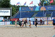 Deutsch: Beachhandball Europameisterschaften 2019 (Beach handball Euro); Tag 3: 4. Juli 2019 – Frauen, Hauptrunde Gruppe II, Deutschland-Spanien 1:2 (18:24, 24:14, 8:9) English: Beach handball Euro; Day 3: 4 July 2019 – Women Main Round Group II – Germany-Spain 1:2 (18:24, 24:14, 8:9)