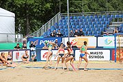 Deutsch: Beachhandball Europameisterschaften 2019 (Beach handball Euro); Tag 2: 3. Juli 2019 – Frauen, Vorrunde Gruppe D, Ukraine-Deutschland 2:0 (23:22, 32:24) English: Beach handball Euro; Day 2: 3 July 2019 – Women Preliminary Round Group D – Ukraine-Germany 2:0 (23:22, 32:24)