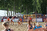 Deutsch: Beachhandball Europameisterschaften 2019 (Beach handball Euro); Tag 4: 5. Juli 2019 – Frauen, Viertelfinale, Dänemark-Norwegen 2:1 (11:9, 16:19, 7:6) English: Beach handball Euro; Day 4: 5 July 2019 – Quarter Final Women – Denmark-Norway 2:1 (11:9, 16:19, 7:6)