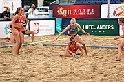 Deutsch: Beachhandball Europameisterschaften 2019 (Beach handball Euro); Tag 5: 6. Juli 2019 – Frauen, Halbfinale, Kroatien-Dänemark 1:2 (12:19, 17:10, 4:7) English: Beach handball Euro; Day 5: 6 July 2019 – Semifinal Men – Croatia-Denmark 1:2 (12:19, 17:10, 4:7)