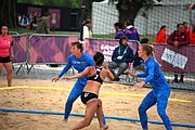Deutsch: Beachhandball bei den Olympischen Jugendspielen 2018; Tag 5, 10. November 2018; Mädchen, Platzierungsrunde - Russland-Hongkong 2:0 English: Beach handball at the 2018 Summer Youth Olympics at 11 October 2018 – Girls Consolation Round – Russland-Hong Kong 2:0