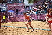 Deutsch: Beachhandball bei den Olympischen Jugendspielen 2018 in Buenos Aires; Tag 7, 13. Oktober 2018; Mädchen, Halbfinale – Niederlande-Kroatien 0:2 English: Beach handball at the 2018 Summer Youth Olympics in Buenos Aires at 13 October 2018 – Girls Semifinal – Netherlands-Croatia 0:2 Español: Handball de playa en los Juegos Olimpicos de la Juventud Buenos Aires 2018 en 13 de octubre de 2018 – Semifinales Femeninas - Países Bajos-Croacia 0:2