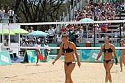 Deutsch: Beachvolleyball bei den Olympischen Jugendspielen 2018; Tag 11, 17. Oktober 2018; Mädchen, Finale – Italien (Claudia Scampoli & Nicol Bertozzi)- Russland (Maria Woronina & Maria Botscharow) 0:2 (19–21/19–21) English: Beach volleyball at the 2018 Summer Youth Olympics at 17 October 2018 – Girls Final – Italy (Claudia Scampoli & Nicol Bertozzi) - Russia (Maria Voronina & Maria Bocharova) 0:2 (19–21/19–21)