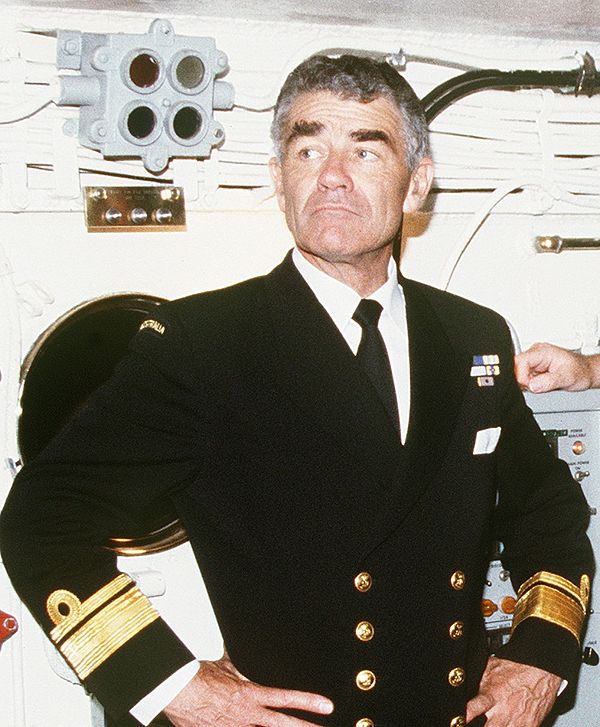 Martin on board the USS Missouri in 1986.