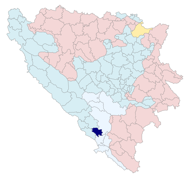 Kommunens läge i Bosnien och Hercegovina