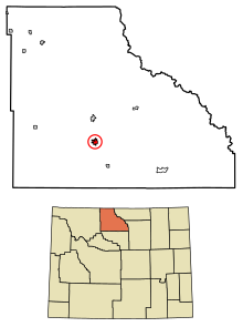 Big Horn County Wyoming Eingemeindete und nicht eingetragene Gebiete Becken hervorgehoben 5605320.svg