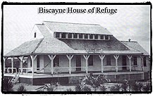 The Biscayne House of Refuge between 1915, when it became a United States Coast Guard station, and 1926, when it was badly damaged in the Great Miami Hurricane. The dormer was probably added after 1915. The original attic only had windows at the gable ends. Biscayneuscgstation.jpg