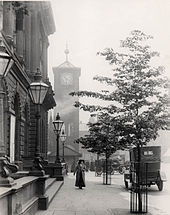 Blackburn's old clock tower in 1906 with time ball at the top of its mast BlackburnClockTower1906.jpg