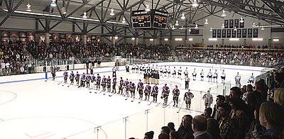 Before a match between Bowdoin and Williams at Watson Arena, built in 2009 Bowdoin-watsonarena.jpg