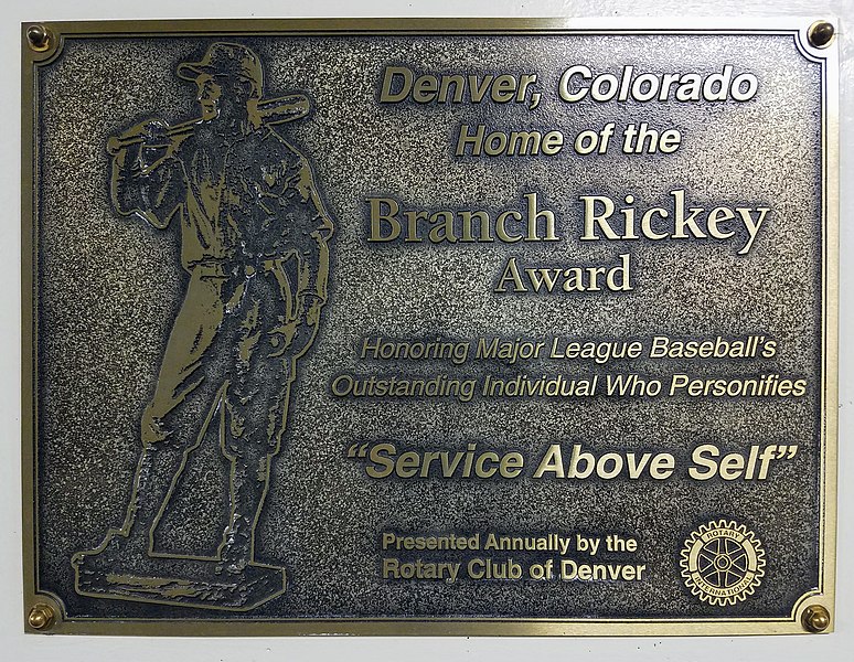 File:Branch Rickey Award plaque at Coors Field 2021-09-03.jpg