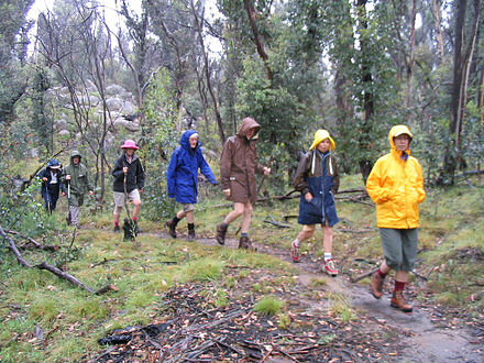 Bushwalkers in the rain in Kosciuszko National Park