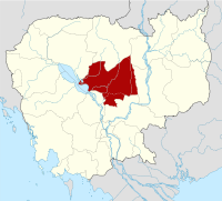 磅同省在柬埔寨的位置。