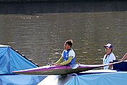 Deutsch: Kanusport bei den Olympischen Jugendspielen 2018; Tag 10, 16. Oktober 2018; Finale Jungen Einer-Kajak-Slalom: Lan Tominc (Slowenien, Gold) - Guan Changheng (China, Silber) - Tom Bouchardon (Frankreich, Bronze) English: Canoeing at the 2018 Summer Youth Olympics at 16 October 2018 – Boys' K1 slalom Gold Medal Race: Lan Tominc (Slovenia, gold) - Guan Changheng (China, silver) - Tom Bouchardon (France, bronze)