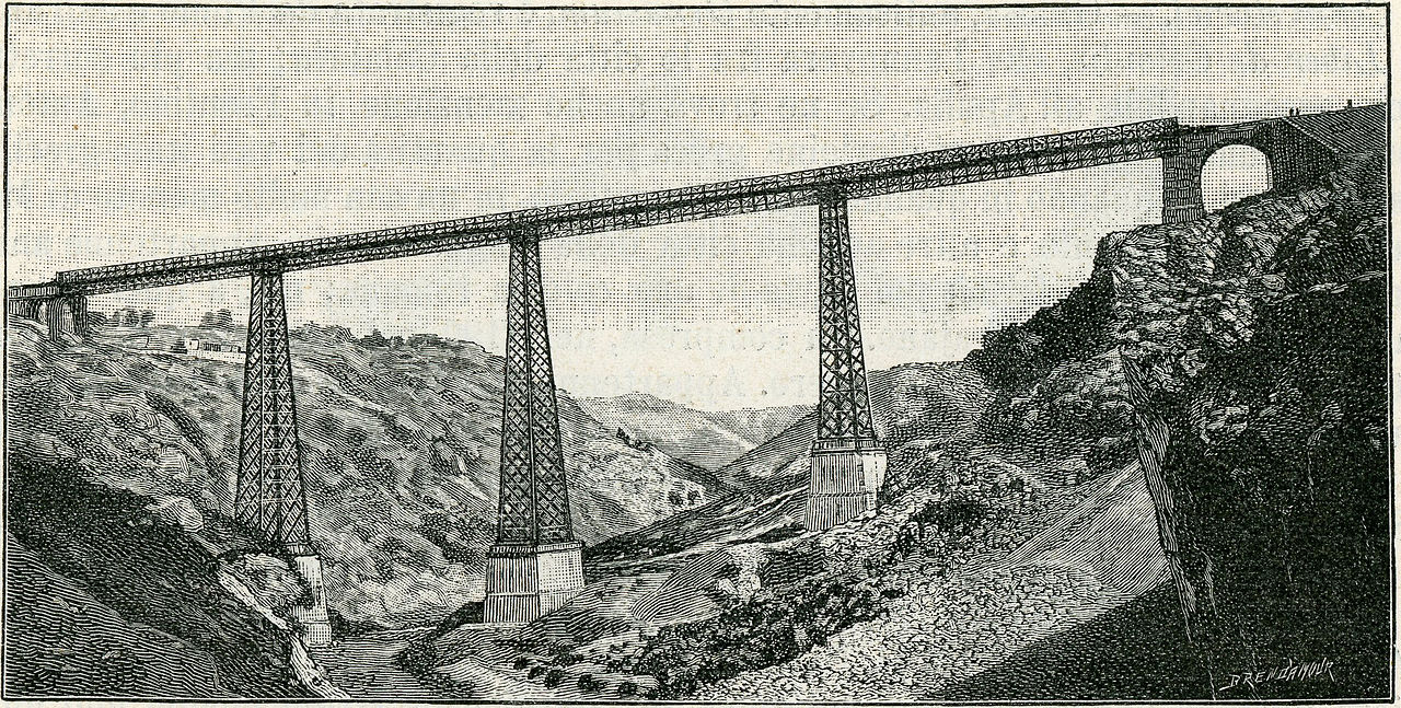 Ponte in ferro a Castellaneta di Alfredo Cottrau, 1899. Xiilografia di Franz Robert Richard Brendámour.