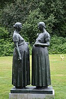 Two pregnant women, by the Belgian sculptor, Charles Leplae, 1952-1953