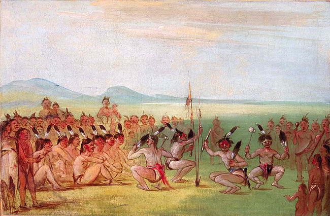 Eagle Dance, Choctaw, painted by George Catlin near Fort Gibson, Oklahoma, 1835-1837[1]