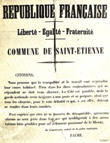 Affiche appelant la population stéphanoise au calme lors de la commune de 1871.
