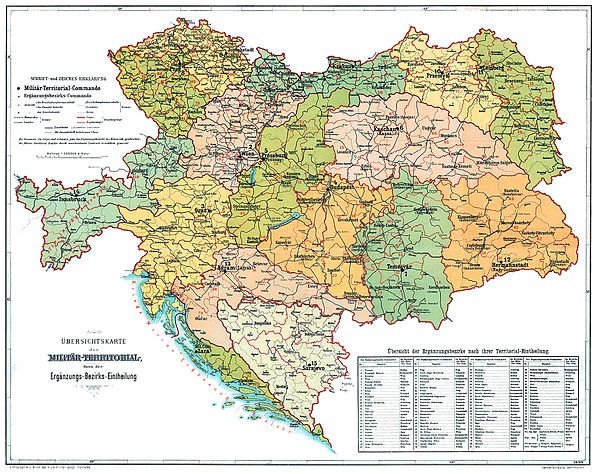 Corps areas in the Austro-Hungarian Army