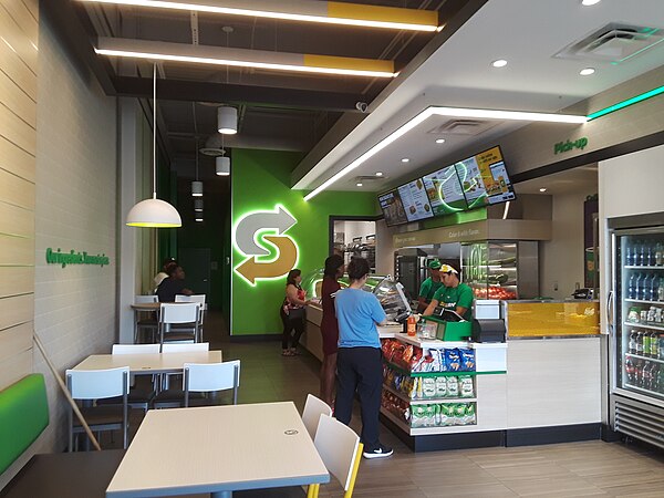 Interior of a Subway franchise in Huntington, Virginia designed in the new style