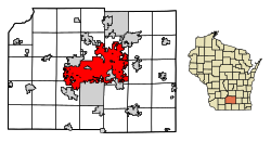 Localização no condado de Dane