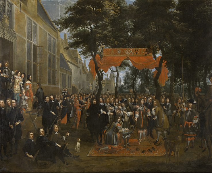 File:De ontvangst van Charles II en zijn broers in de Schuttershof, 1671, Groeningemuseum, 0040208000.jpg