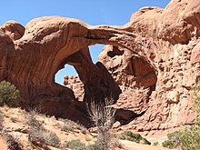 The Double Arch in the Arches National Park in Utah, United States.