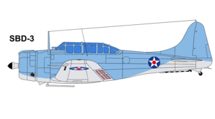 This illustration shows what a Douglas SBD-3 Dauntless of the United States Navy would have looked during the late months of 1941.