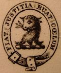 Drew family crest with motto Fiat justitia ruat cœlum