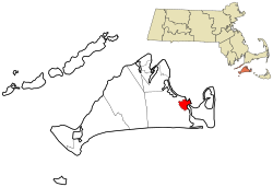 Dukes County Massachusetts incorporated and unincorporated areas Edgartown (CDP) highlighted.svg