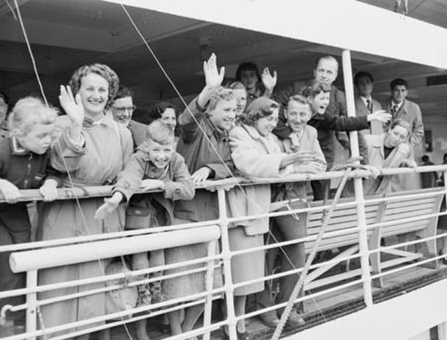 Dutch migrants arriving in Australia in 1954. Australia embarked upon a massive immigration programme following the Second World War and gradually dis