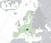 Mapa da Áustria na Europa