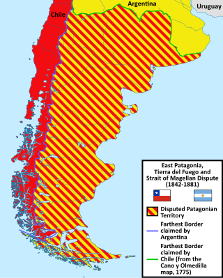 <span class="mw-page-title-main">East Patagonia, Tierra del Fuego and Strait of Magellan Dispute</span> Argentina-Chile sovereignty dispute between 1842 & 1881