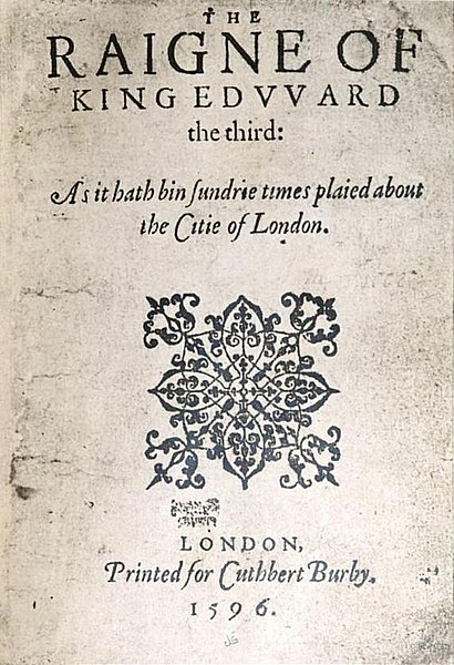 Title page of the first quarto (1596)