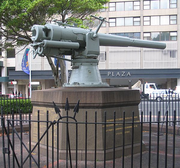 One of Emden's 10.5 cm guns, preserved in Sydney, Australia