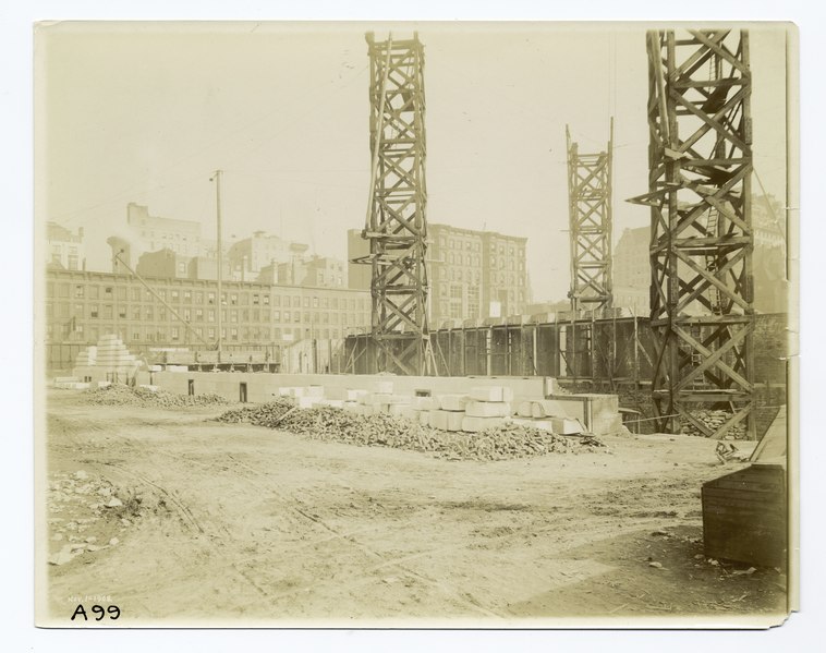 File:Exterior marble work - initial construction of the west facade, looking northeast (NYPL b11524053-489432).tiff