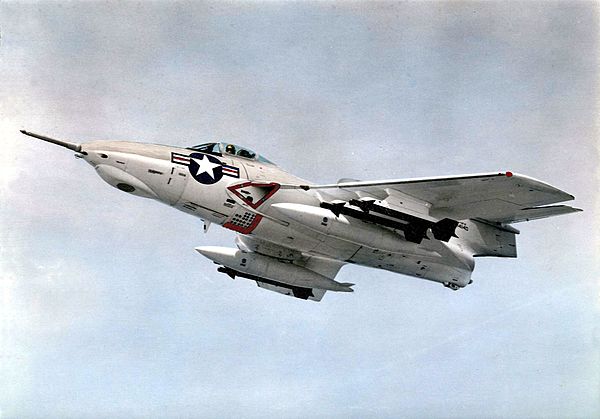 The F9F-8 was fitted with an inflight refueling probe and Sidewinder missiles.