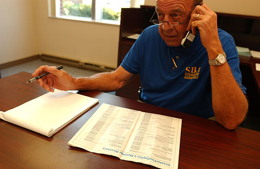 FEMA - 33005 - SBA representative on the phone making calls in Ohio