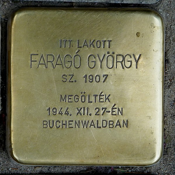 File:Faragó György stolperstein (Budapest-11 Bartók Béla út 52).jpg