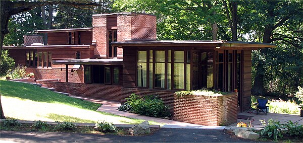 This Frank Lloyd Wright–designed house is one of two in Wausau. Several Prairie School houses are in Wausau.