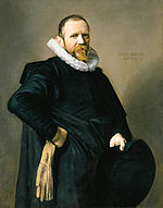 Frans Hals - portrett av en 52 år gammel mann med ruff krage som holder en hatt.jpg