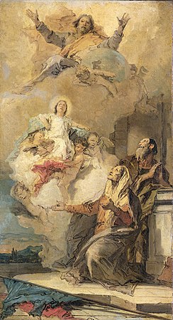 Joachim et Anna recevant la Vierge Marie de Dieu le Père Modèle du retable de S. Chiara, vers 1757
