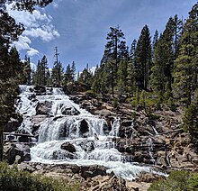 Glen Alpine Falls on Glen Alpine Creek, a short walk from Fallen Leaf Lake, with strong runoff in May 2019