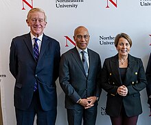 Weld (left) in 2024 with former Massachusetts Governor Deval Patrick and the incumbent governor Maura Healey Governor-healey-joins-predecessors-to-celebrate-governor-dukakis-legacy 53663115686 o (Weld, Patrick, Healey).jpg