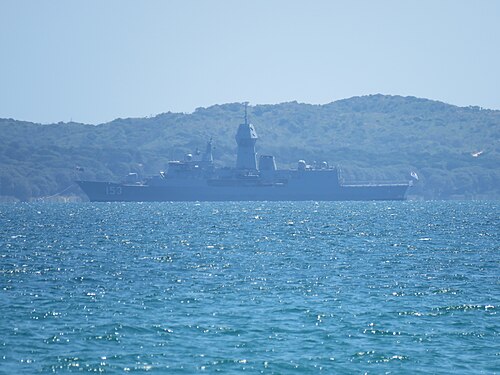 The ANZAC-class frigate HMAS Stuart (FFH 153) at Garden Island, Western Australia