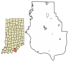 Location of New Amsterdam in Harrison County, Indiana.