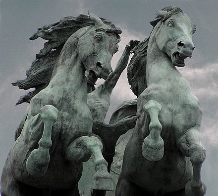 Sculpture of two horses from Heroes' Square, Budapest, Hungry