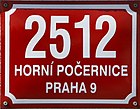 Čeština: Popisné číslo domu v Horních Počernicích v Praze 20 English: Horní Počernice sign, Prague.